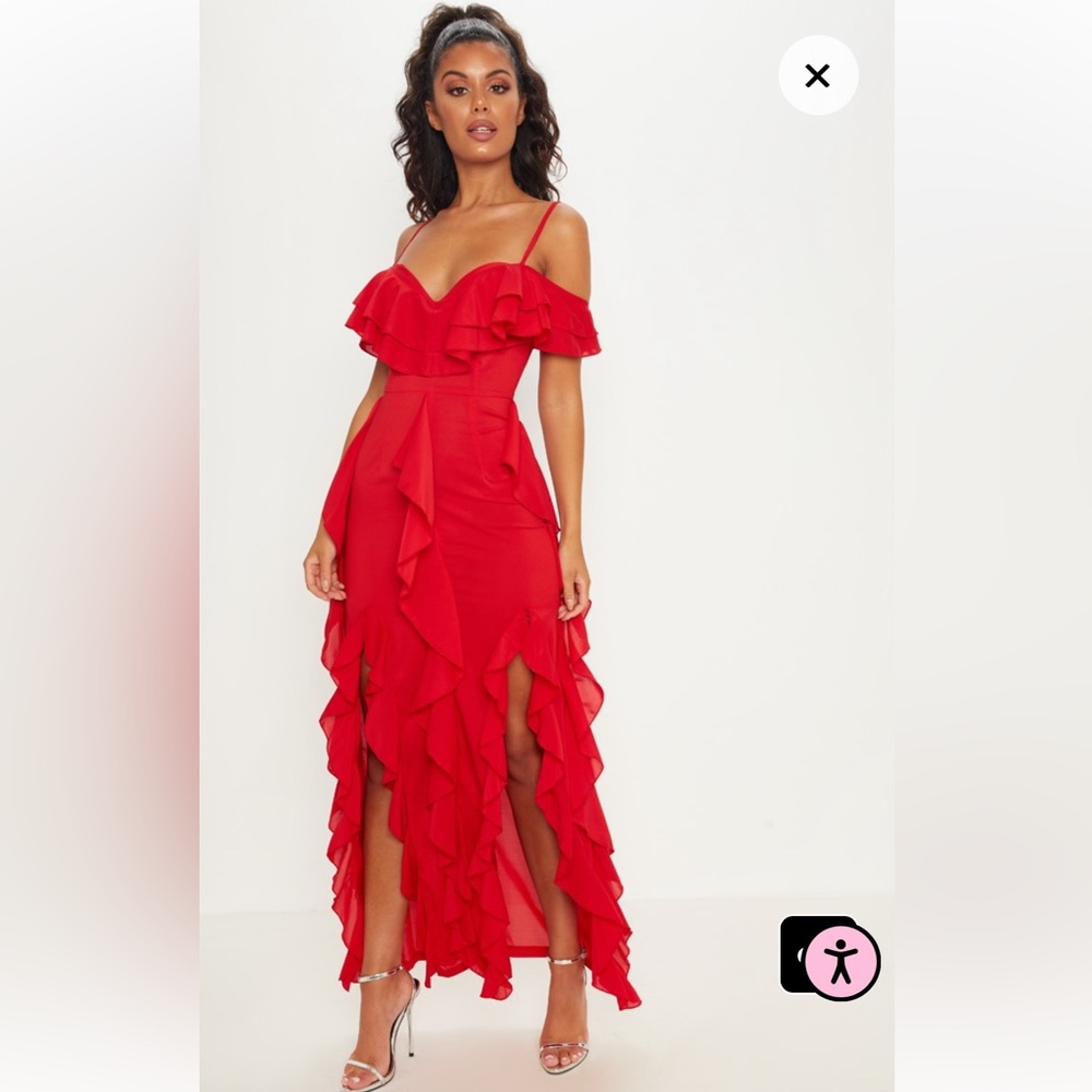 Ruffled Red Maxi Dress